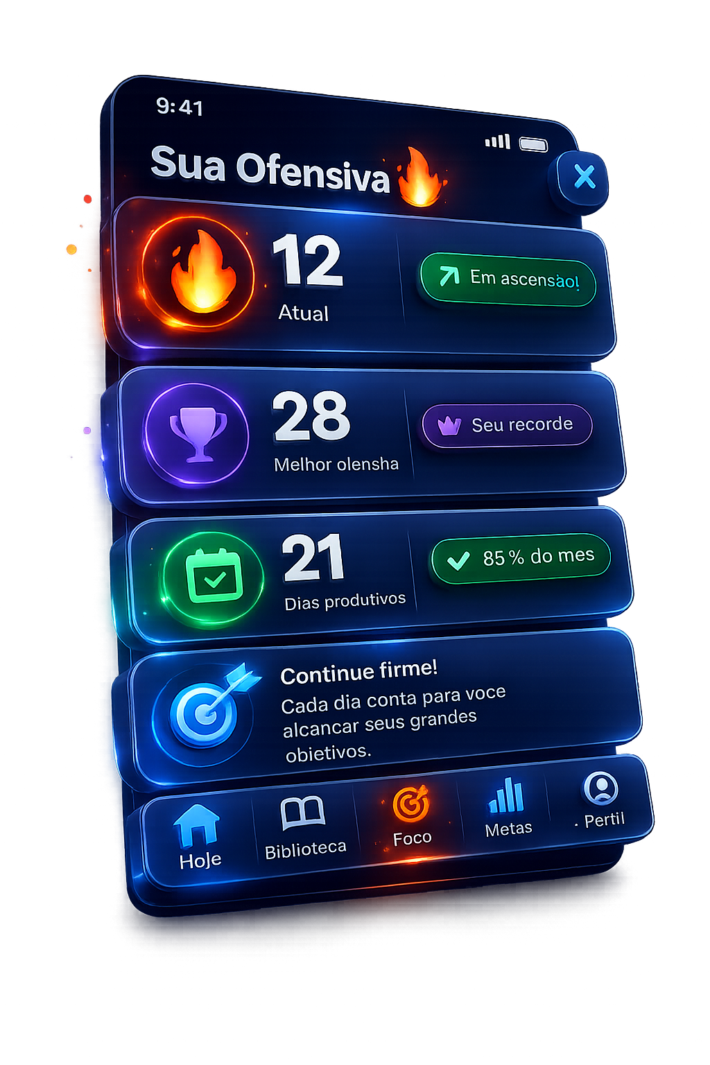 Detalhe da ofensiva do Start Pomodoro